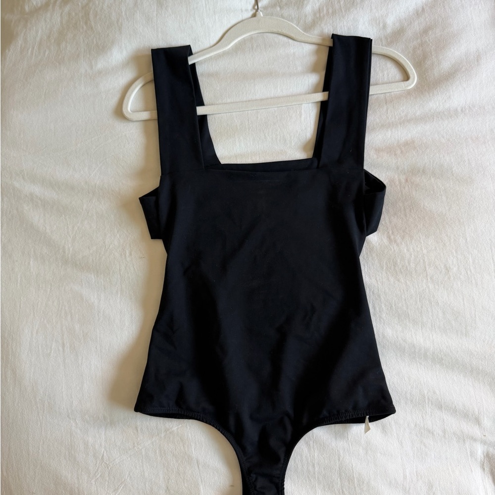 Free People Black Square-Neck Bodysuit